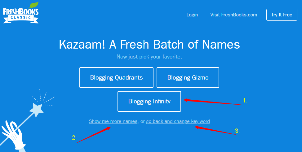 FreshBooks free business name generator tool