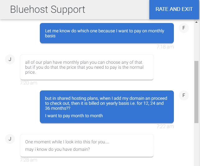 Does Bluehost Charge Monthly-support team answering